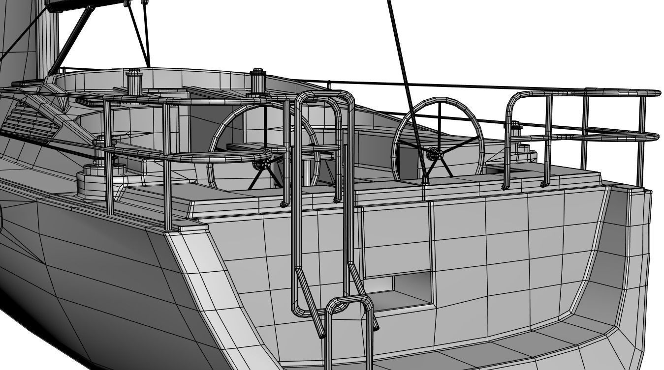 Sailboat with a high sail 3D model_6