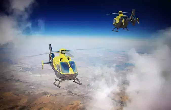 Small yellow helicopter 3D model