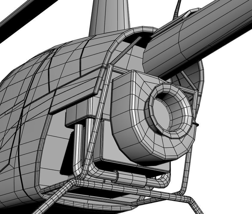 Small yellow helicopter 3D model_4