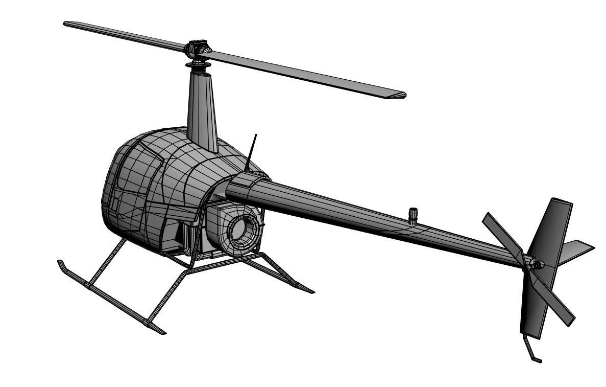 Small yellow helicopter 3D model_6