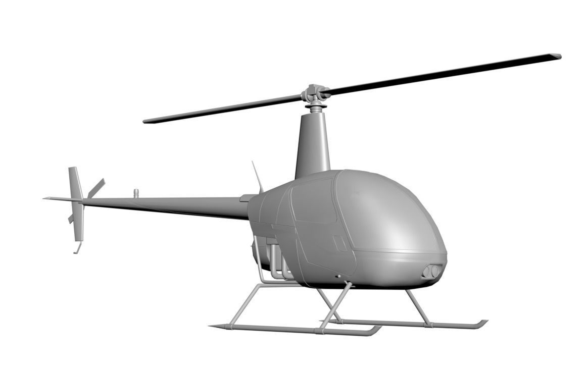 Small yellow helicopter 3D model_2