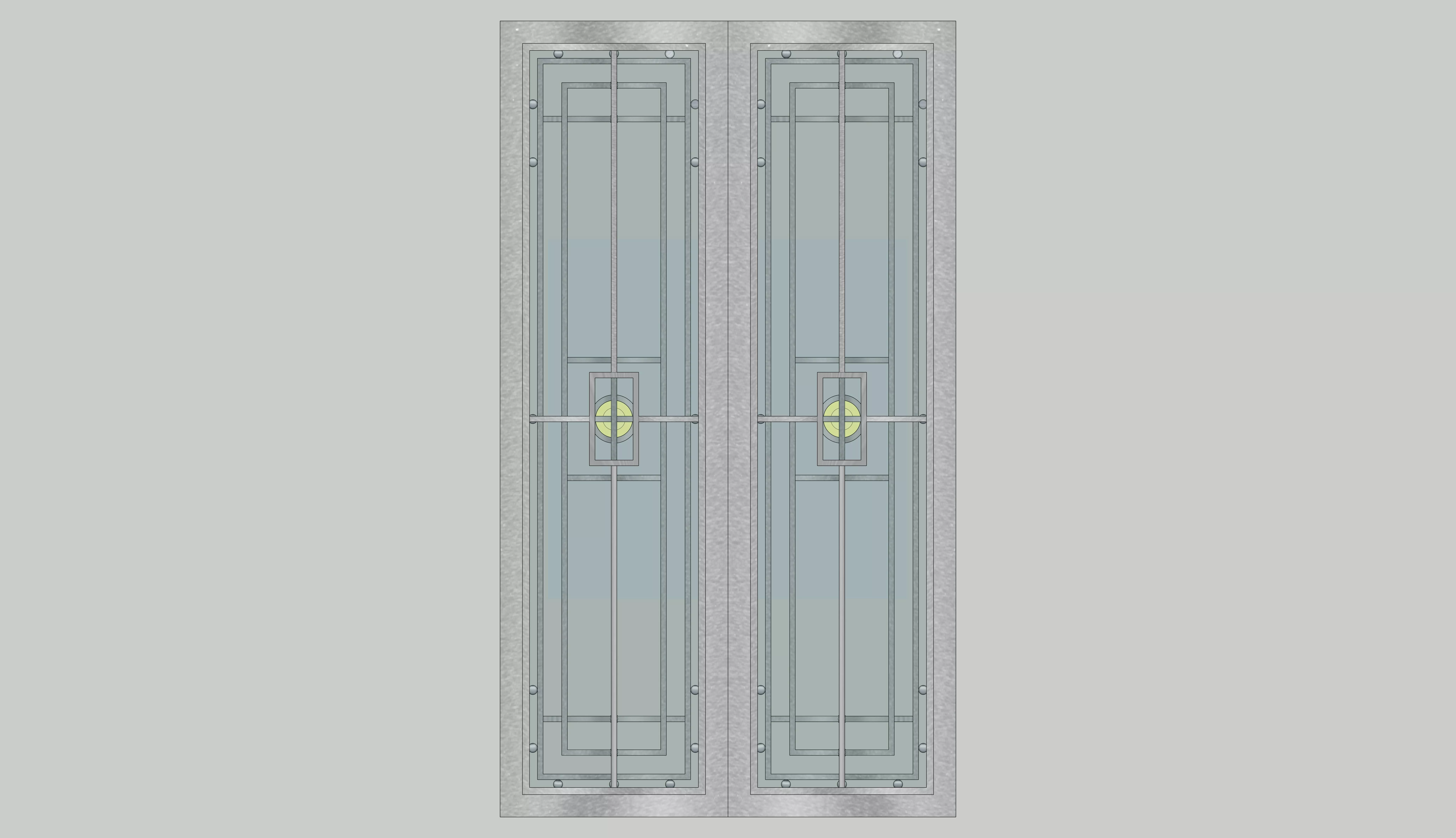 Modern Decorative Steel Double Door 2D Drawing and 3D Model 3D model