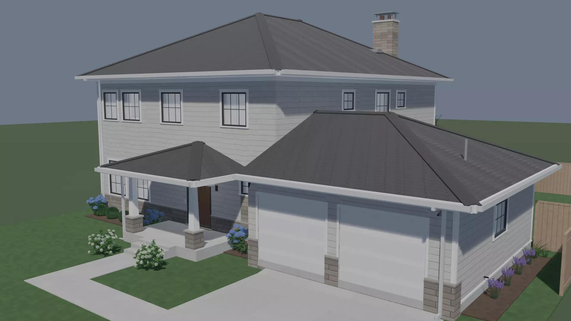 Suburban Family House 2 Car Garage - Empty New Build Interior 3D model