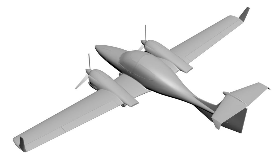 Plane with two engines 3D model_2