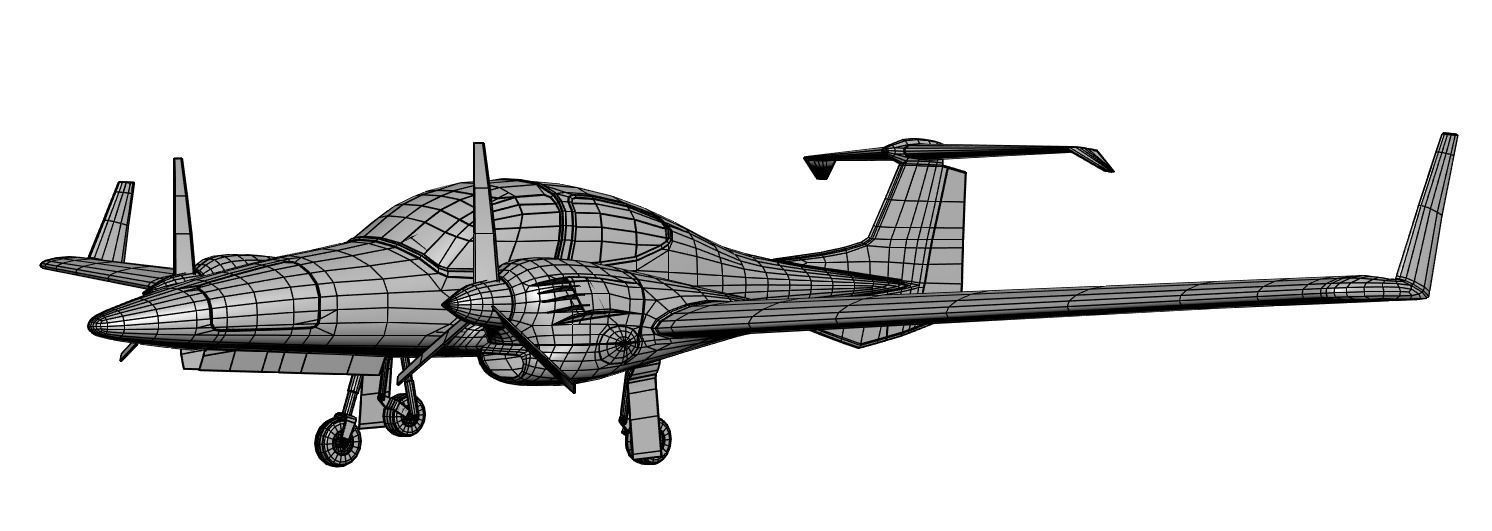 Plane with two engines 3D model_4
