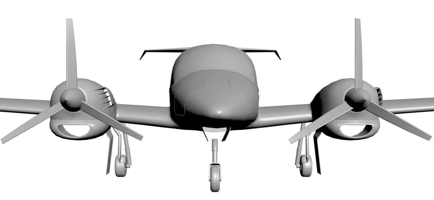 Plane with two engines 3D model_3