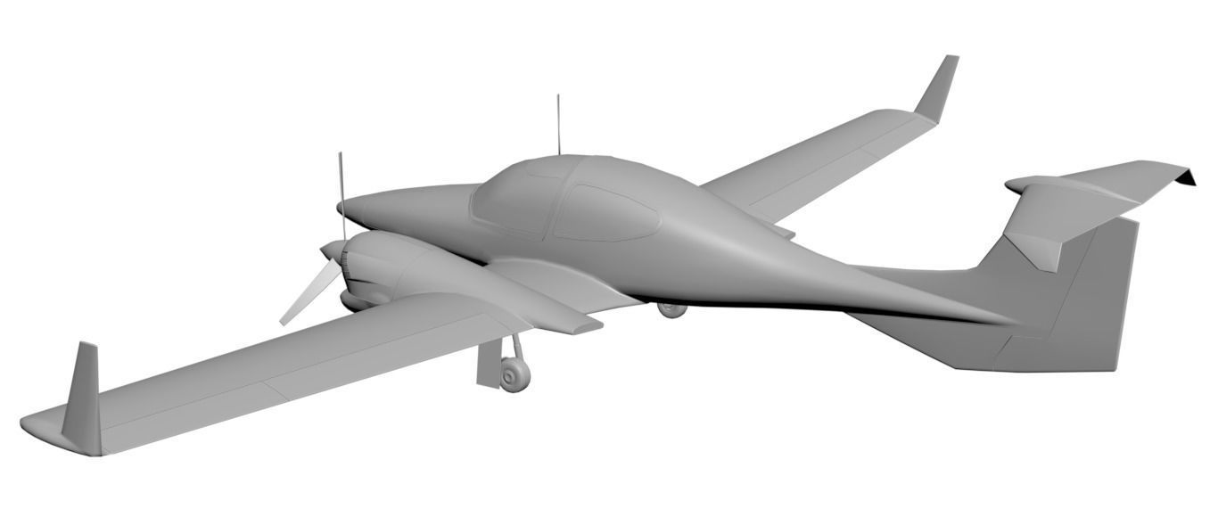 Plane with two engines 3D model_1