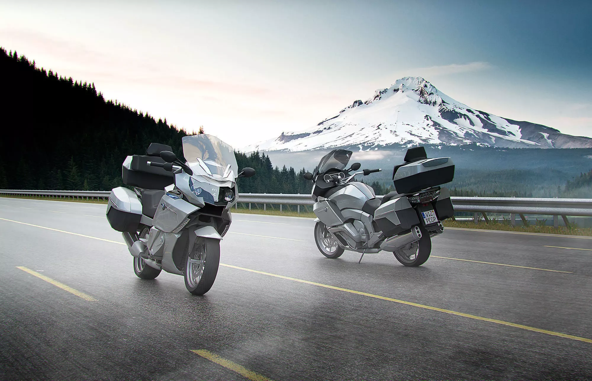 Motorcycle with bags 3D model_0