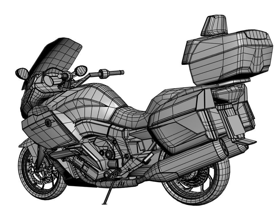 Motorcycle with bags 3D model_4