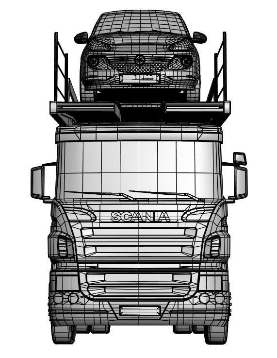 Car transporter for several vehicles 3D model_6