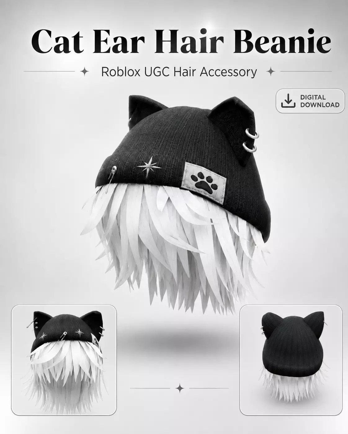Shadow Cat Male Hair Cap Roblox UGC Low-poly 3D model