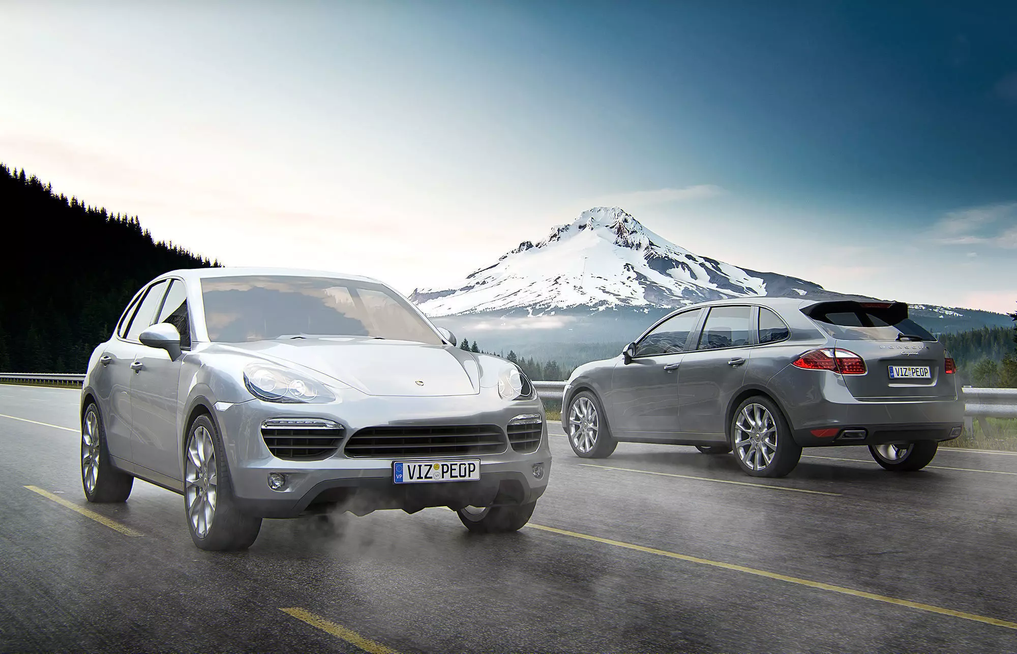 Luxury gray SUV 3D model_0