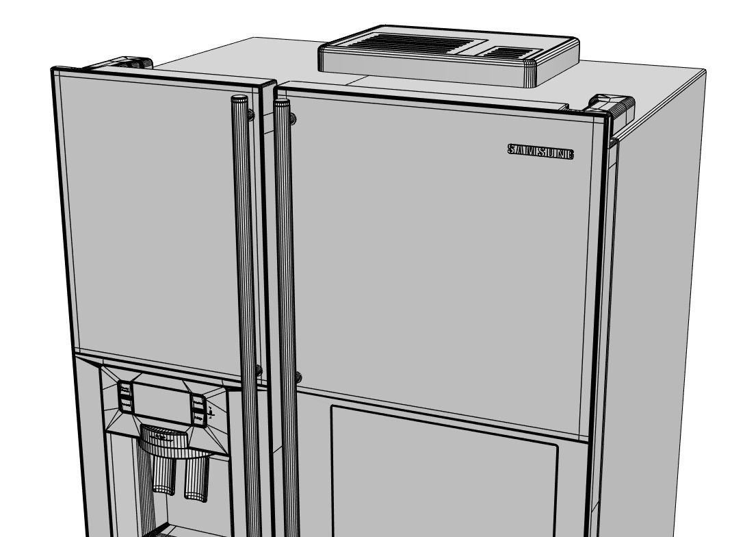 Metal wall fridge 3D model_5