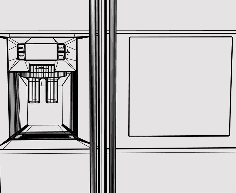 Metal wall fridge 3D model_4