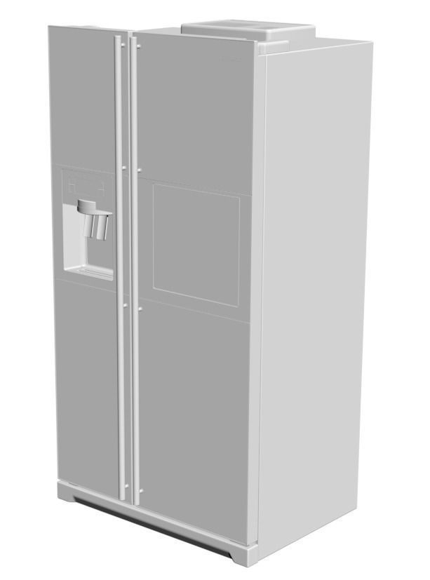 Metal wall fridge 3D model_2