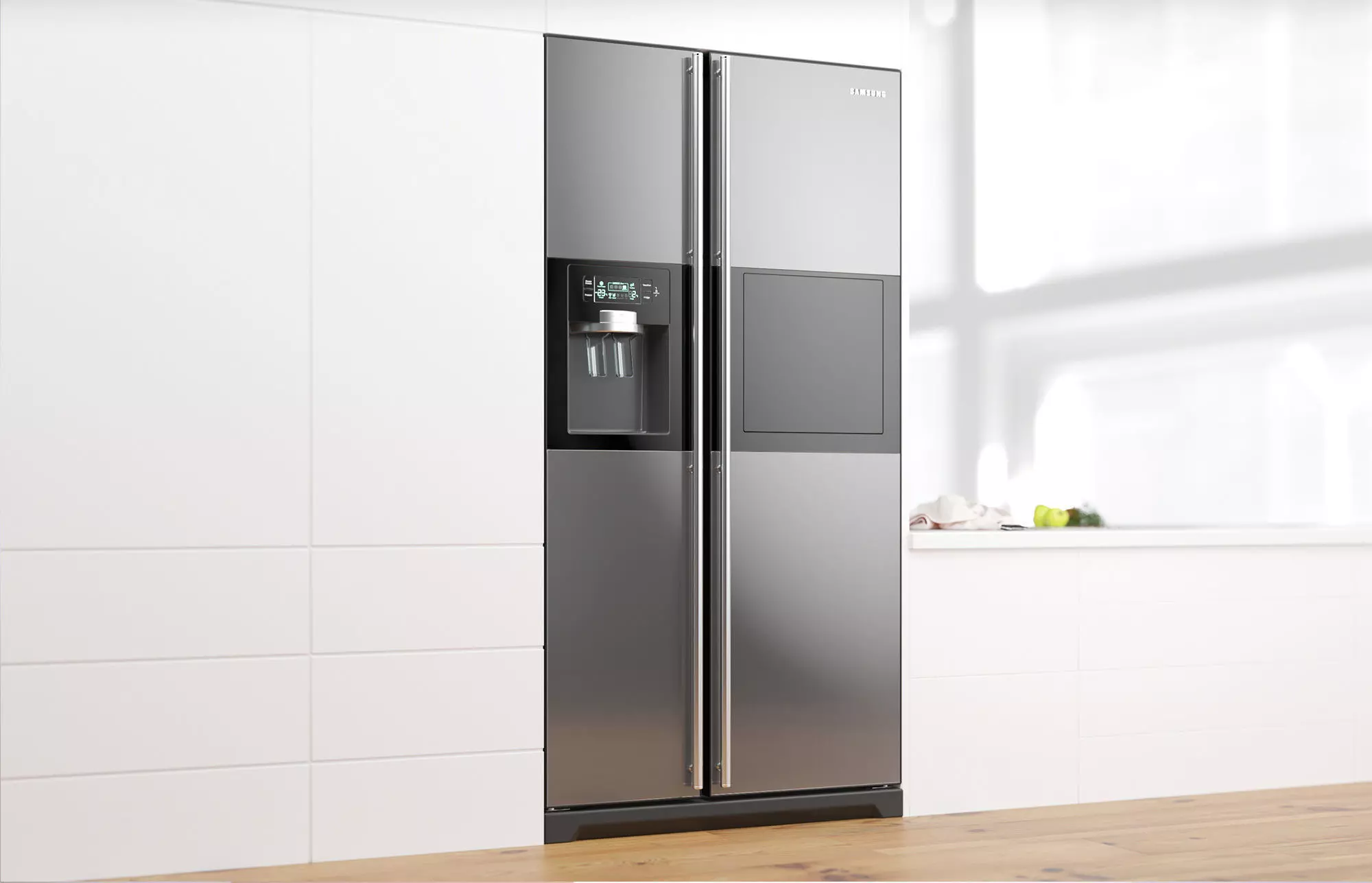 Metal wall fridge 3D model_0