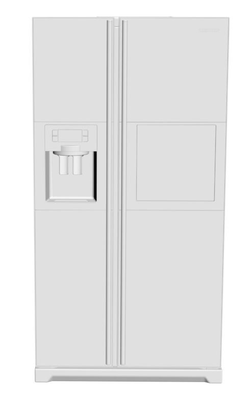 Metal wall fridge 3D model_1