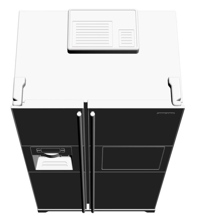 Metal wall fridge 3D model_3