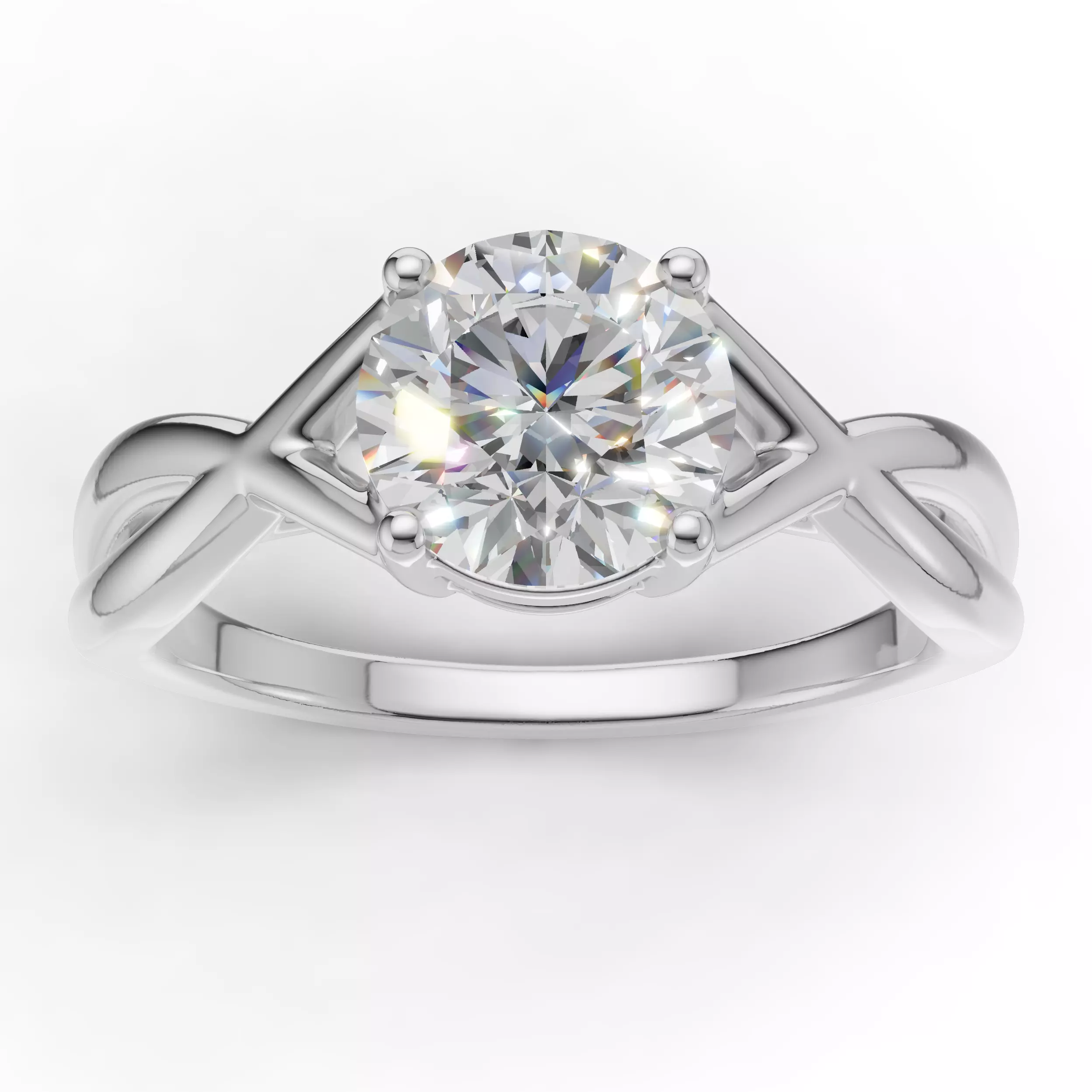 Round Split Shank Solitaire Engagement Ring 3D Model 3D print model