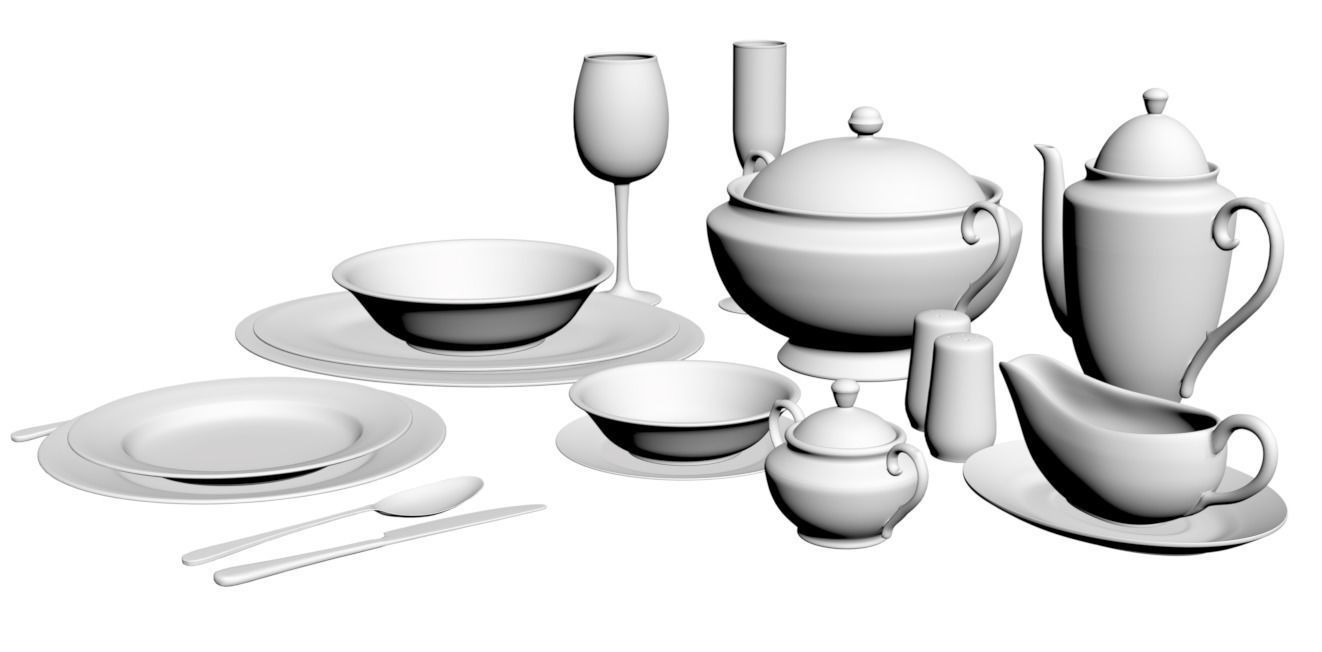 Luxury table set 3D model_3