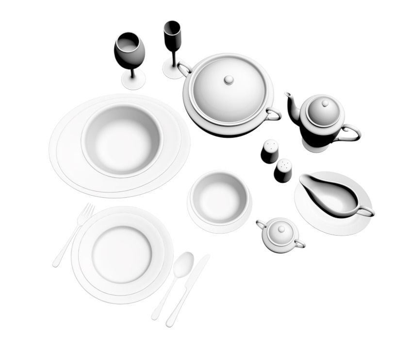 Luxury table set 3D model_2