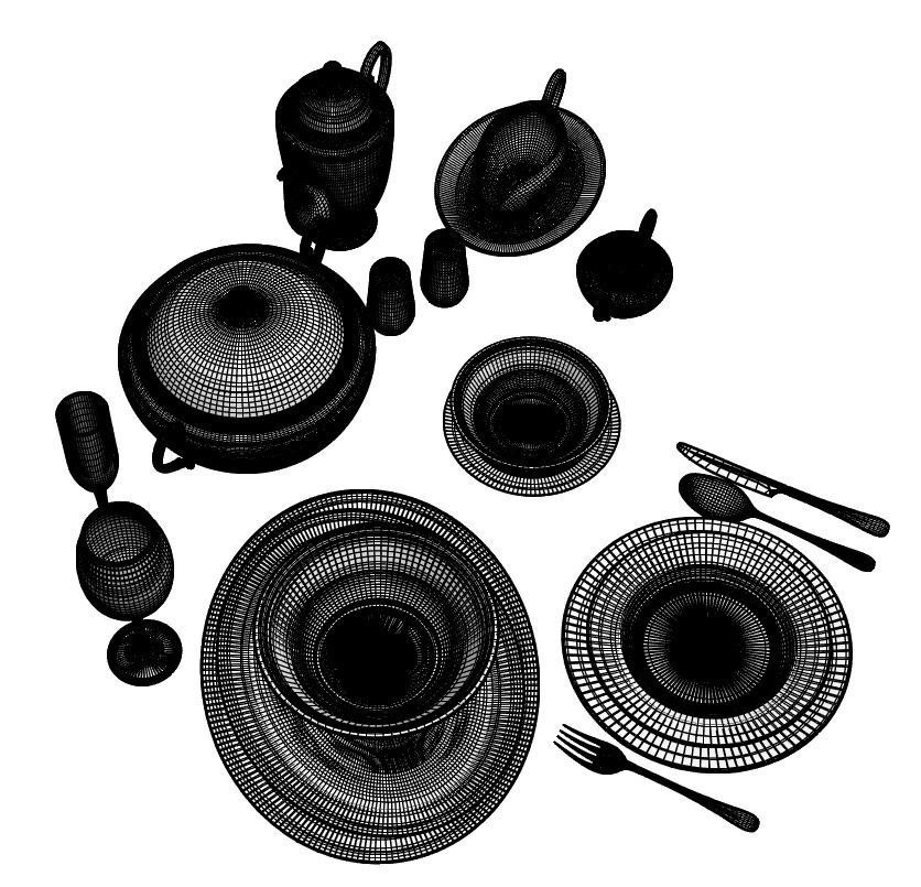 Luxury table set 3D model_4