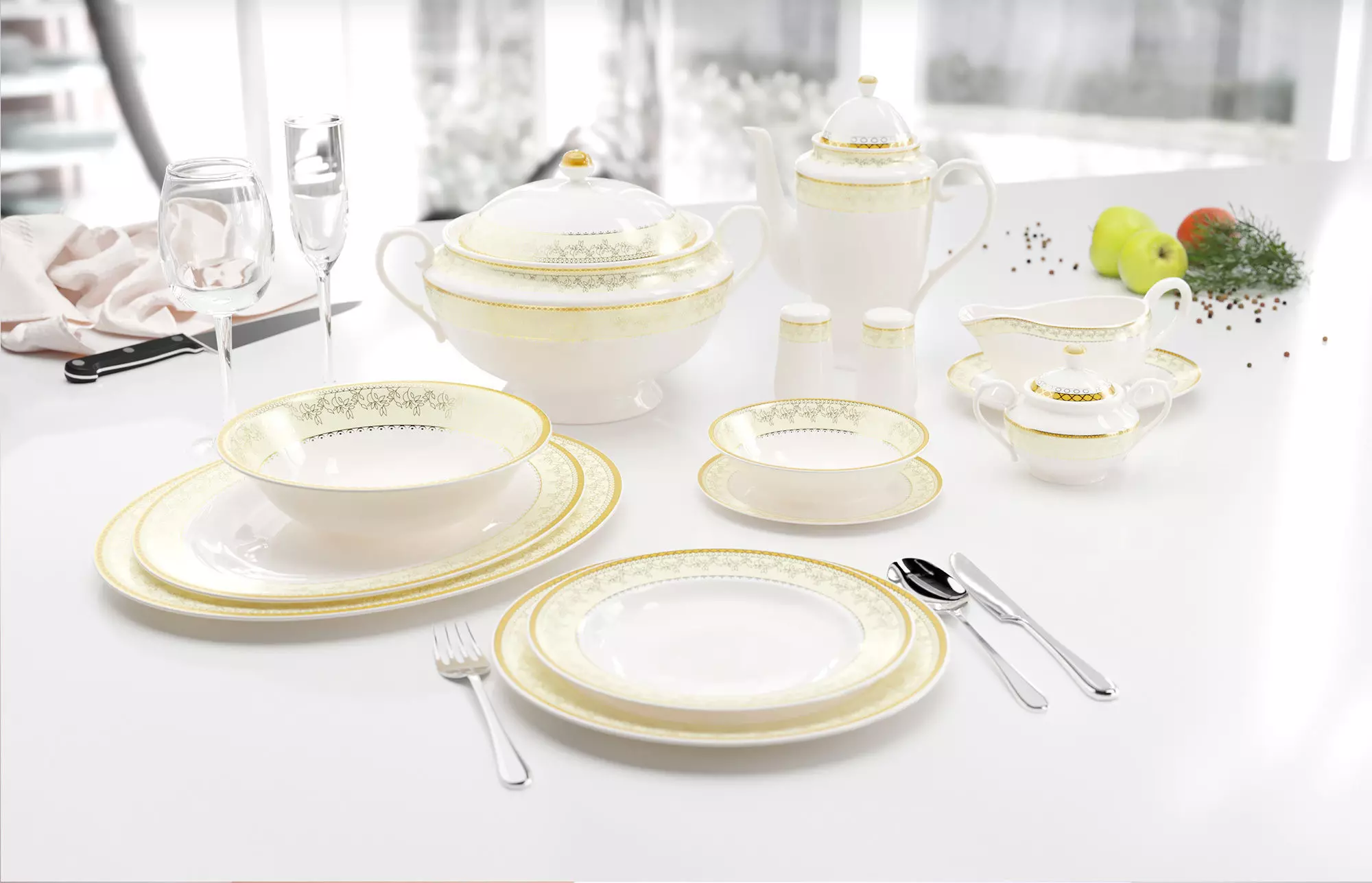 Luxury table set 3D model_0