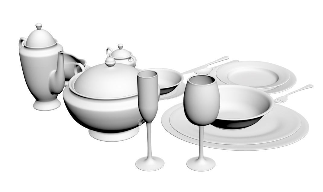 Luxury table set 3D model_1