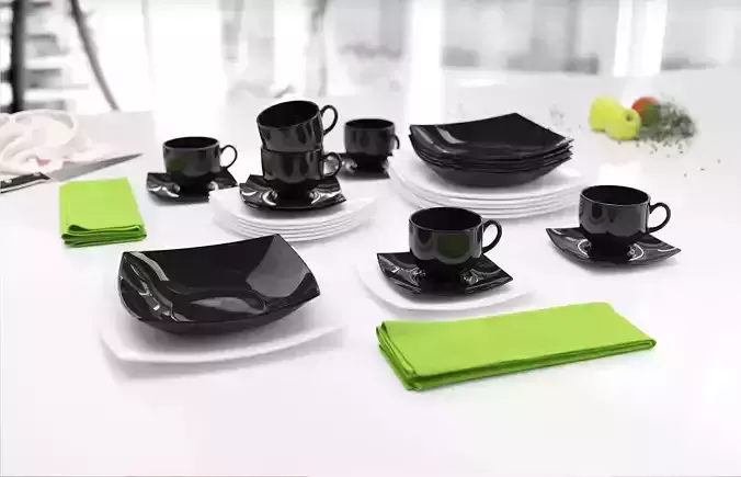 Black dish set 3D model