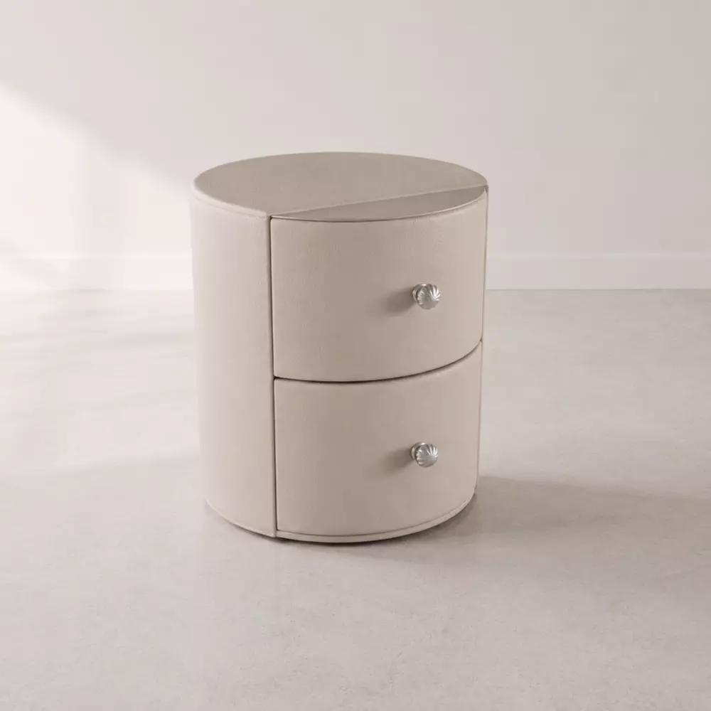 CYLIA - Luxury Cylindrical Nightstand with Crystal Handles 3D model