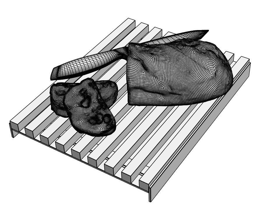 Wooden cutting board with bread 3D model_6