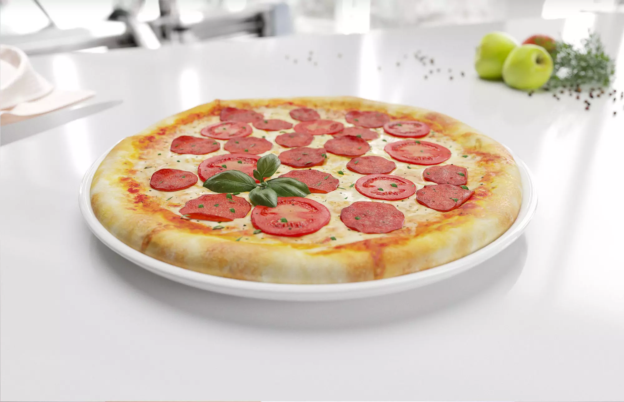 Pizza 3D model plate with coins 3D model