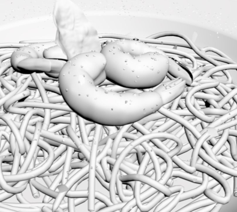 Spaghetti 3D model noodles in bowl 3D model_3