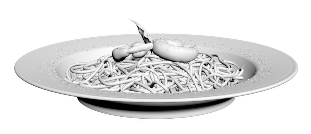 Spaghetti 3D model noodles in bowl 3D model_1