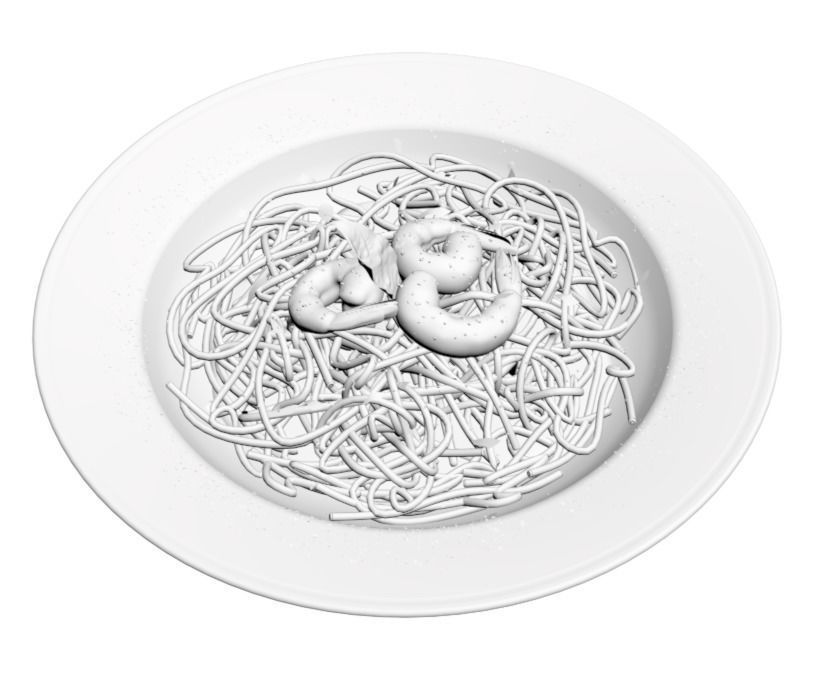 Spaghetti 3D model noodles in bowl 3D model_2