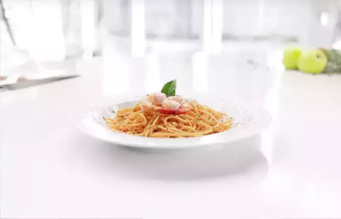 Spaghetti 3D model noodles in bowl 3D model
