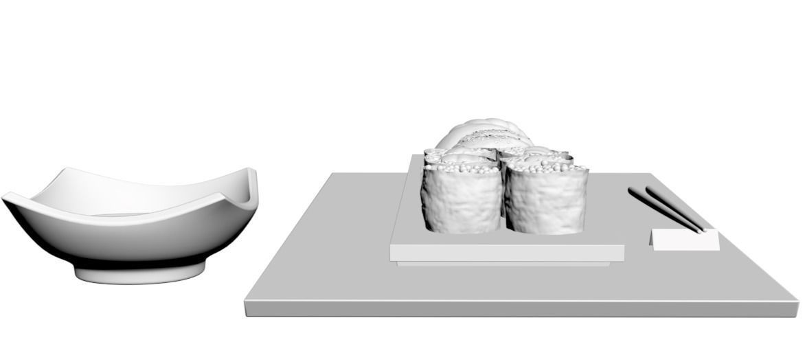 Sushi 3D model set of teeth on tray 3D model_3