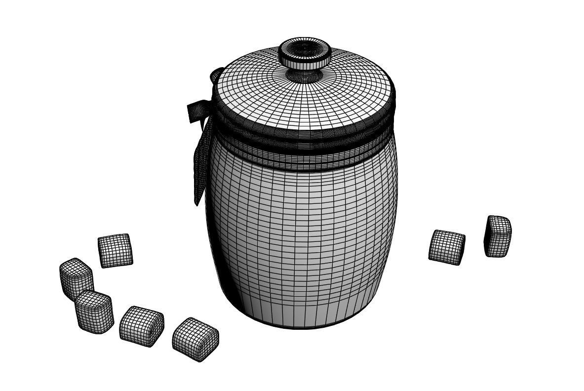 Glass jar with marshmallows 3D model_5