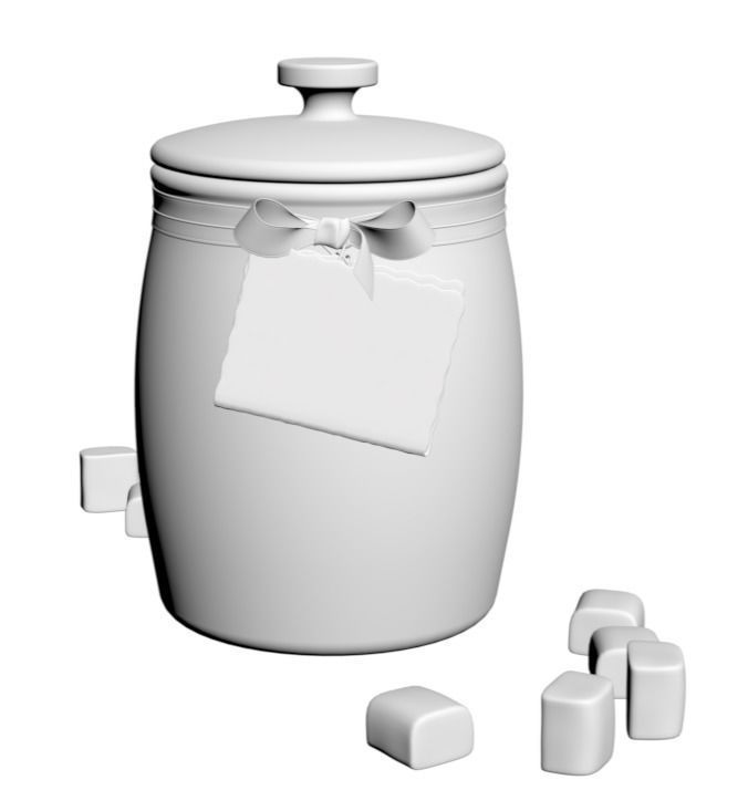 Glass jar with marshmallows 3D model_3