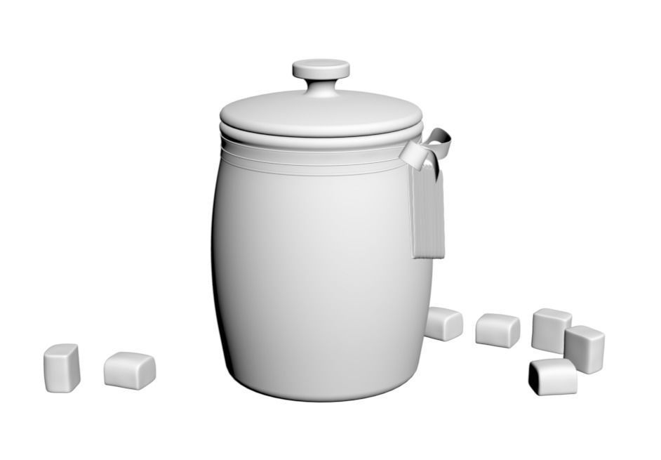 Glass jar with marshmallows 3D model_1