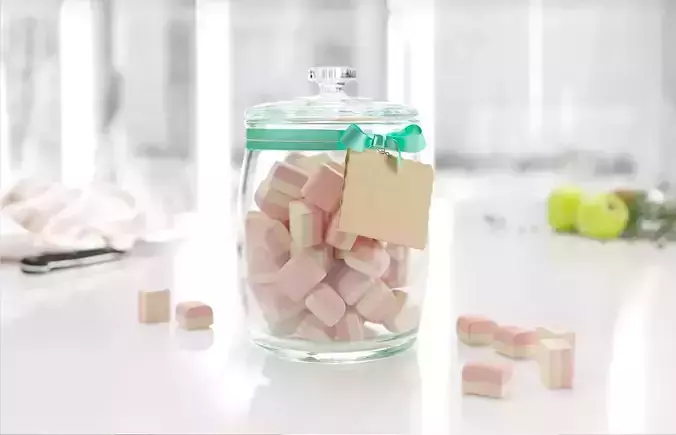 Glass jar with marshmallows