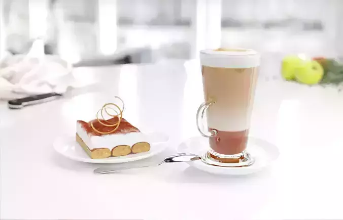 Coffee cup with dessert