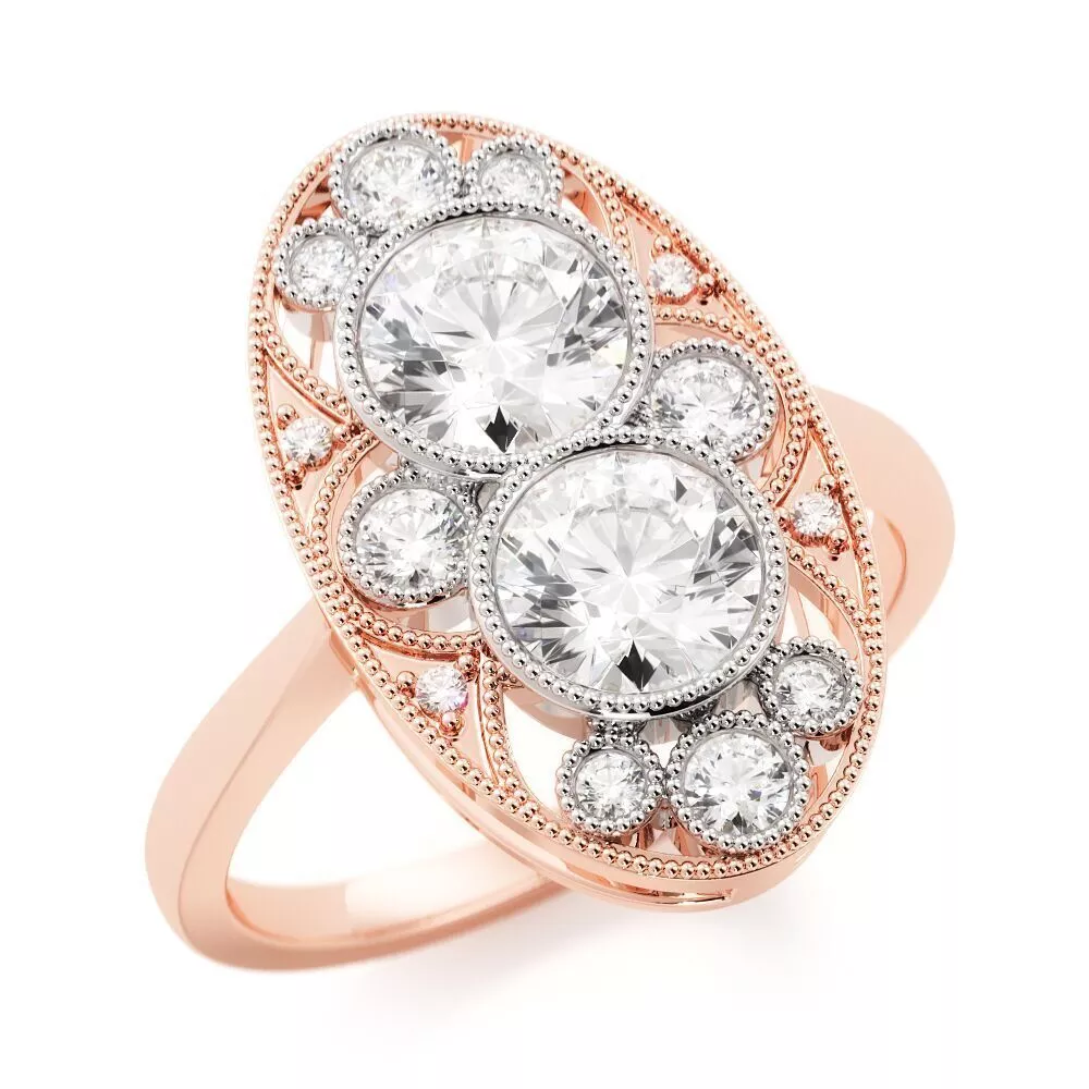 Edwarian Diamond Ring Milgrain 3D print model