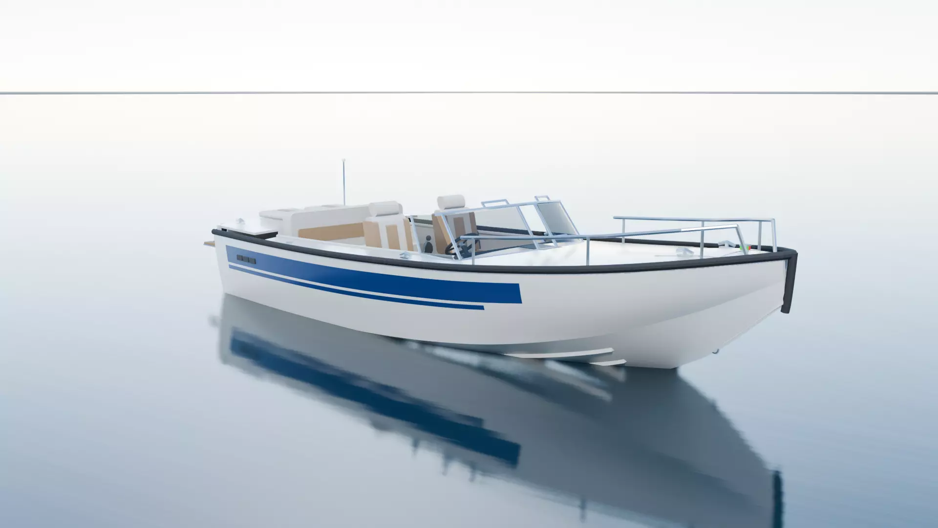 Sport Speedboat Sterndrive Runabout with Animated Propeller Low-poly 3D model