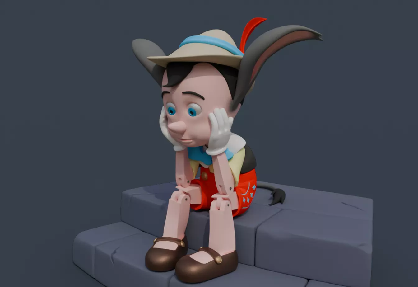 Pinocchio on Steps 3D print model
