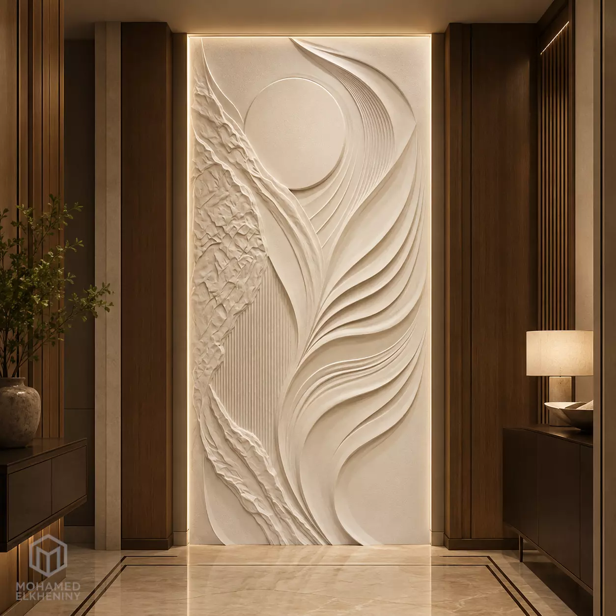 Modern Abstract Organic Decor Bas Relief Mural STL CNC 36 3D model