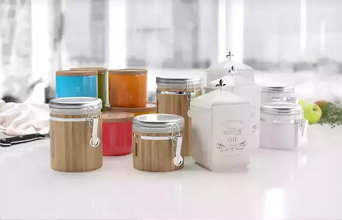 Sets of different kitchen containers