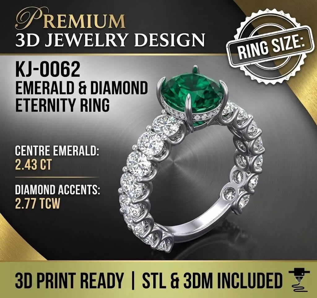 Engagement Ring with Oval Side Stones eternity 3D print model