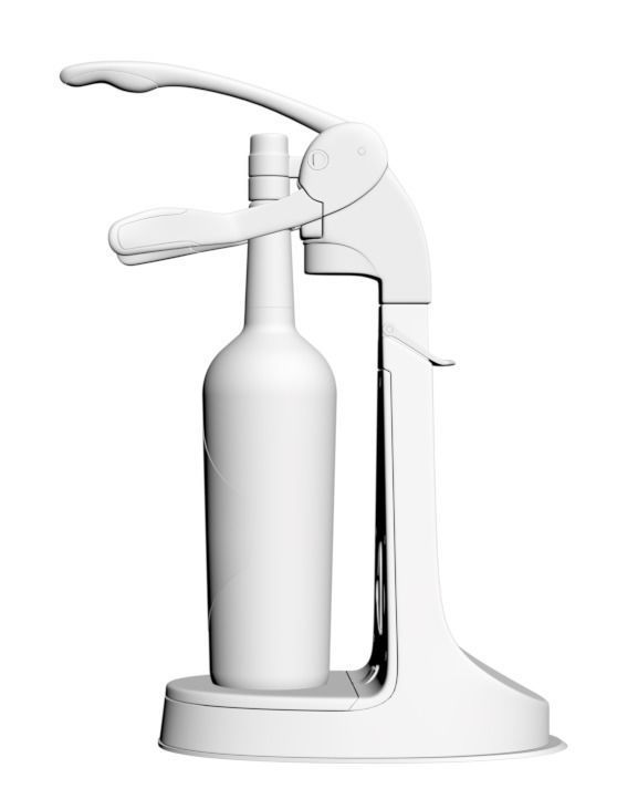 Modern wine bottle opener 3D model_1