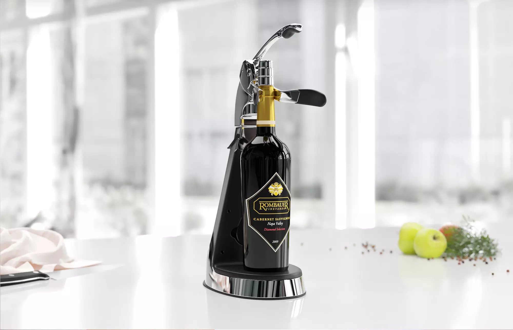 Modern wine bottle opener 3D model_0